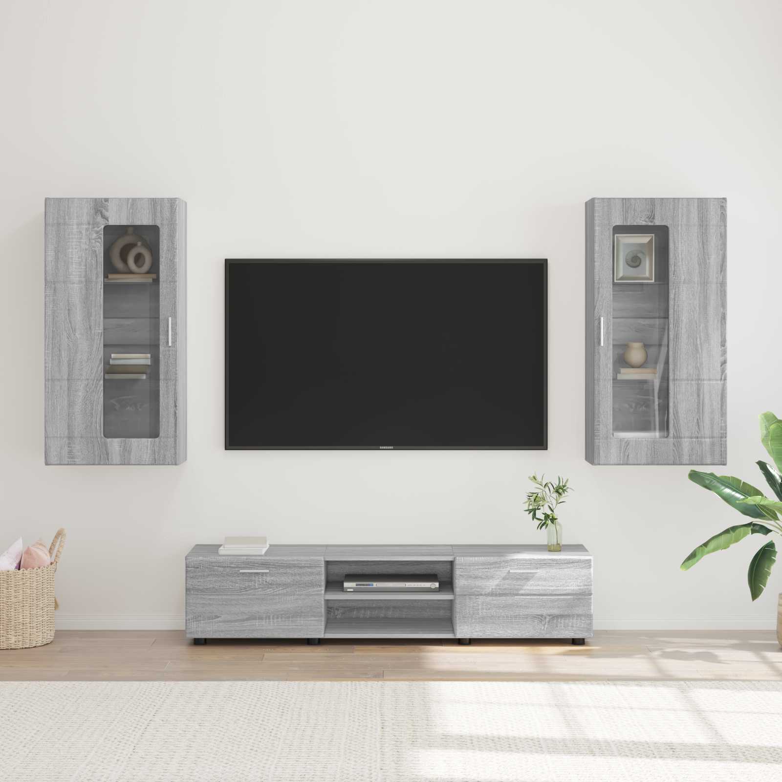 Set TV komoda Zidne FLORIN 3 pcs Siva Sonoma Konstruirano drvo