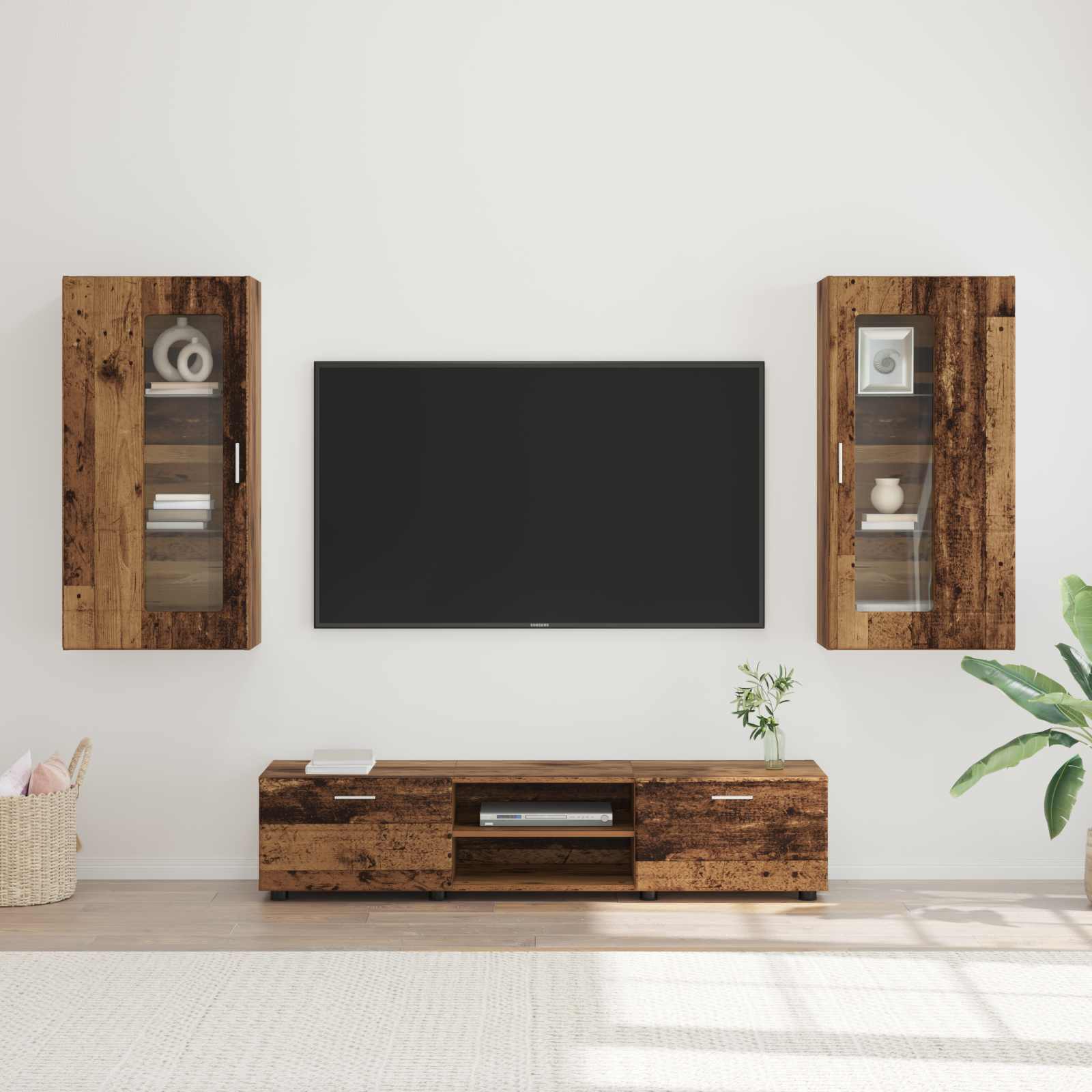 Set TV komoda Zidne FLORIN 3 pcs Staro drvo Konstruirano drvo