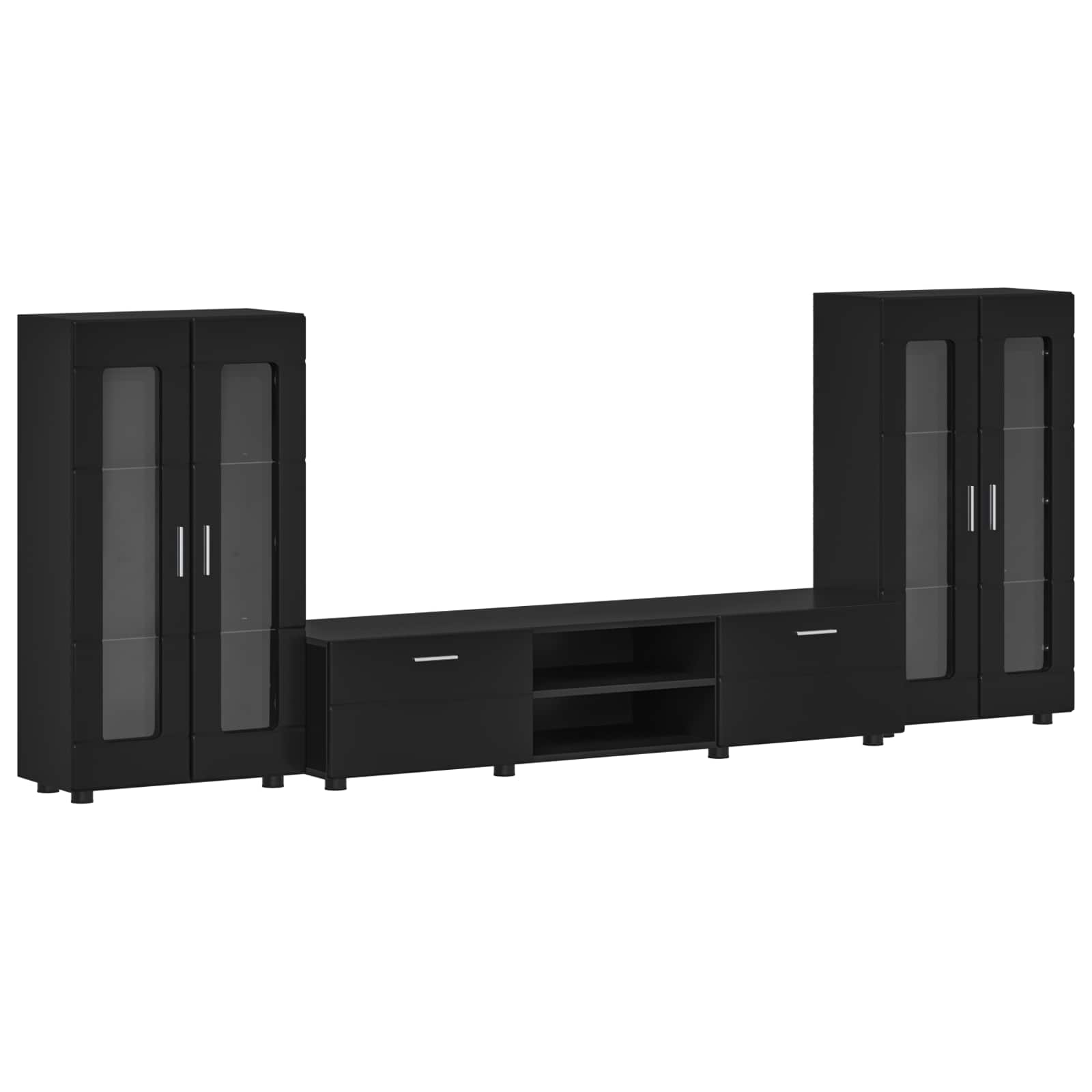 Set TV komoda s ladicama FLORIN 3 pcs Crna Konstruirano drvo