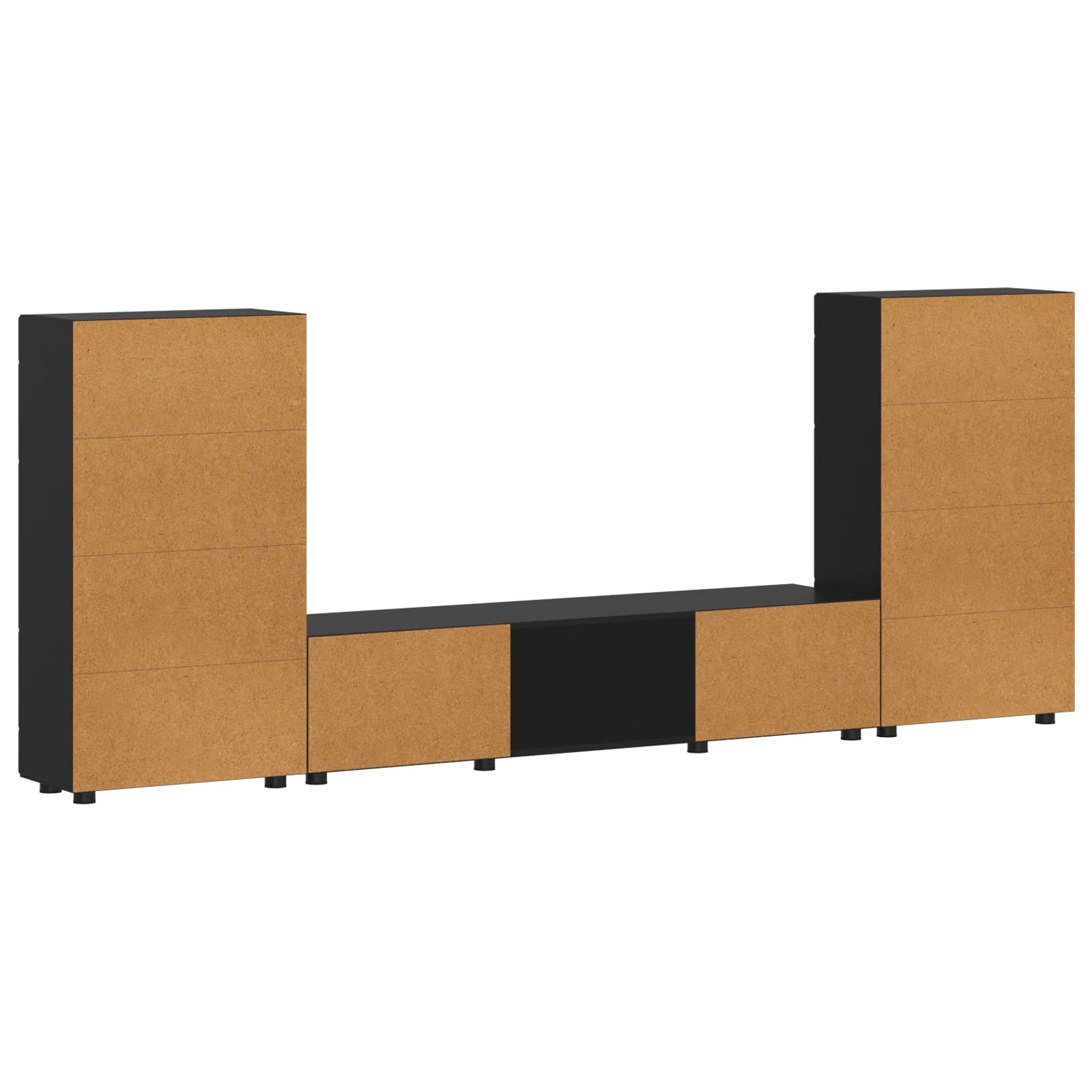 Set TV komoda s ladicama FLORIN 3 pcs Crna Konstruirano drvo