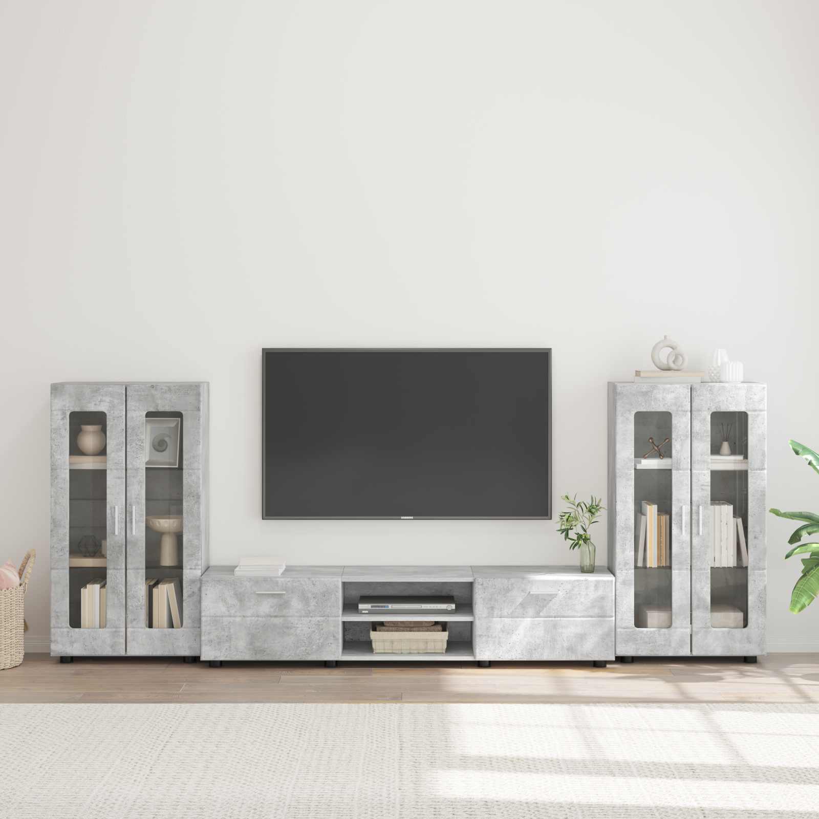 Set TV komoda FLORIN 3 pcs Betonski sivi Konstruirano drvo