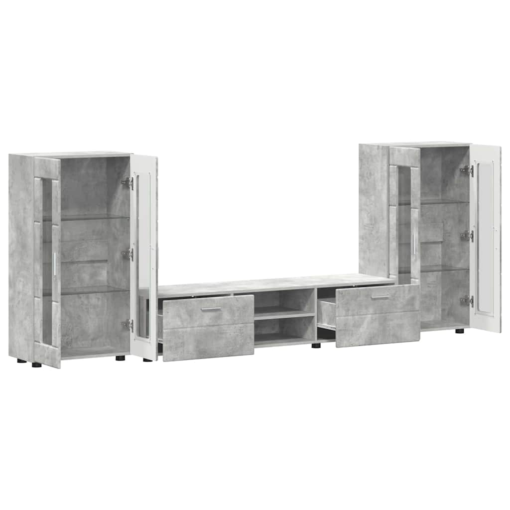 Set TV komoda FLORIN 3 pcs Betonski sivi Konstruirano drvo