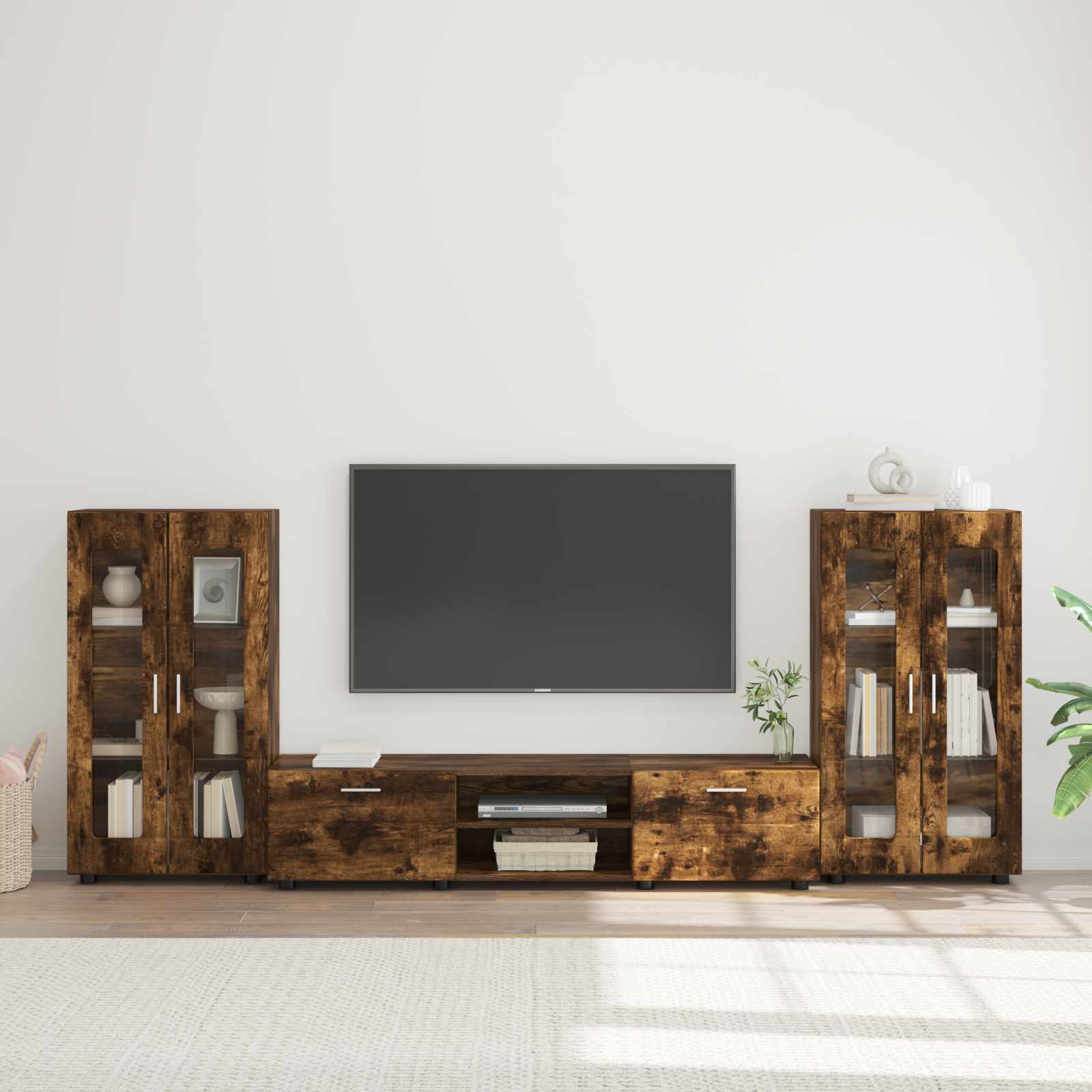Set TV komoda FLORIN 3 pcs Dimljeni hrast Konstruirano drvo