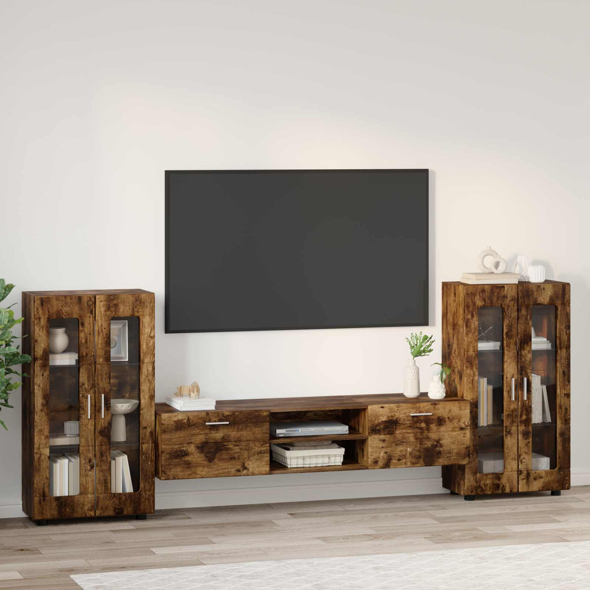 Set TV komoda FLORIN 3 pcs Dimljeni hrast Konstruirano drvo
