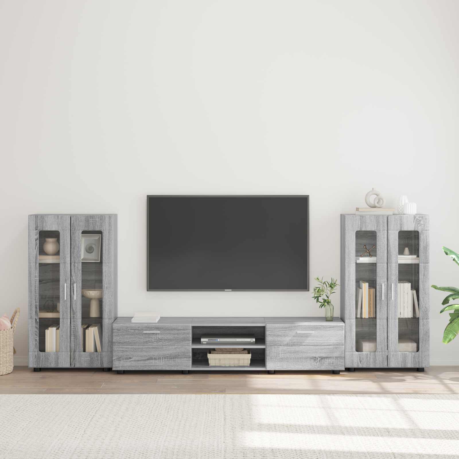 Set TV komoda FLORIN 3 pcs Siva Sonoma Konstruirano drvo