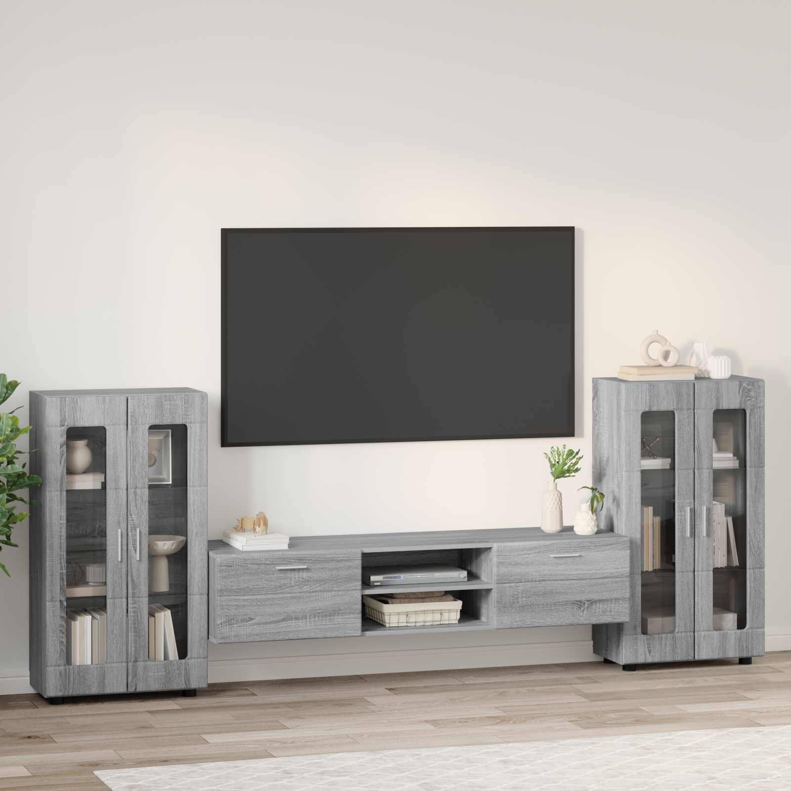 Set TV komoda FLORIN 3 pcs Siva Sonoma Konstruirano drvo