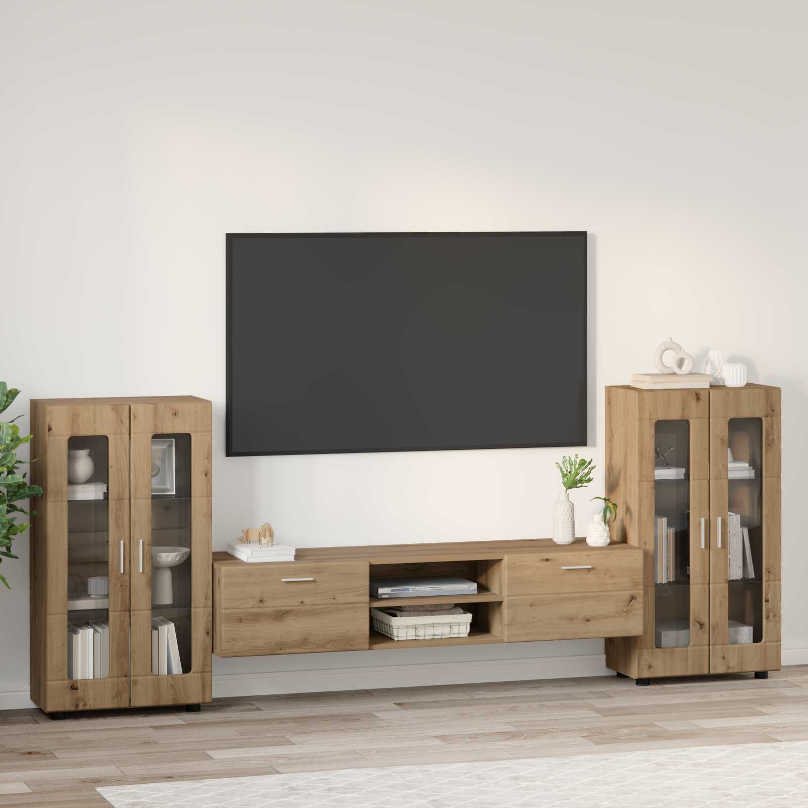 Set TV komoda FLORIN 3 pcs Umjetnički hrast Konstruirano drvo