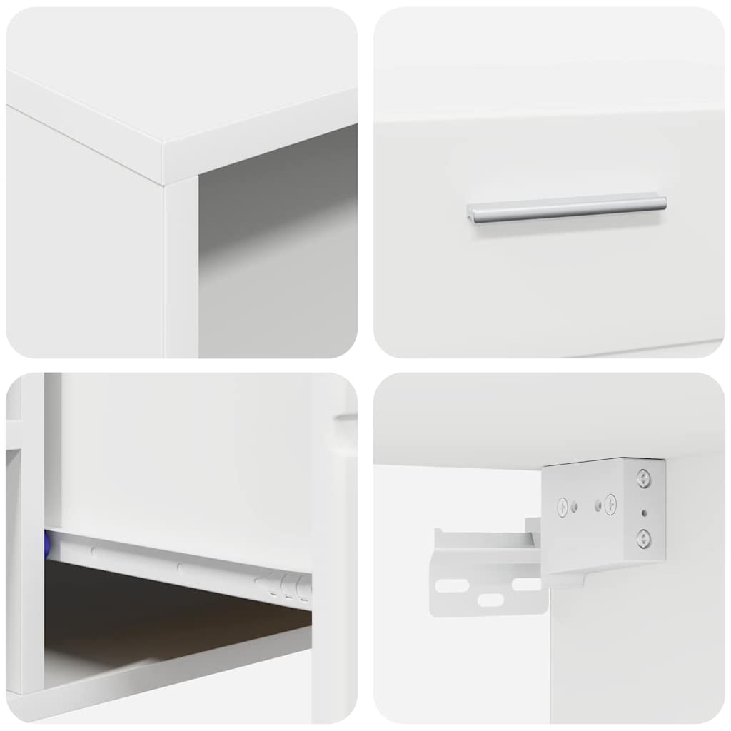 Set TV komoda s ladicama FLORIN 3 pcs Bijelo Konstruirano drvo