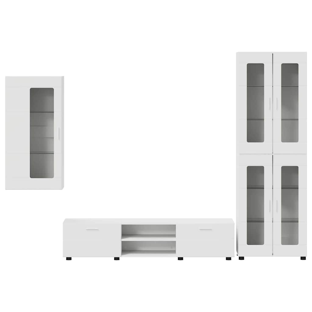 Set TV komoda s ladicama FLORIN 3 pcs Bijelo Konstruirano drvo