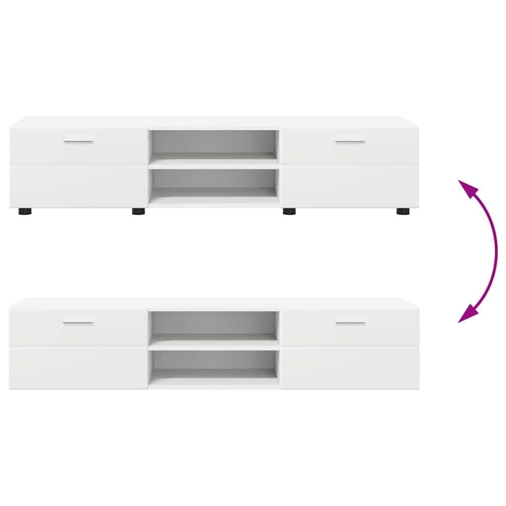 Set TV komoda s ladicama FLORIN 3 pcs Bijelo Konstruirano drvo