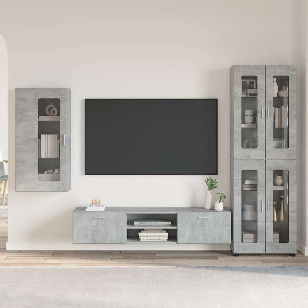 Set TV komoda FLORIN 3 pcs Betonski sivi Konstruirano drvo
