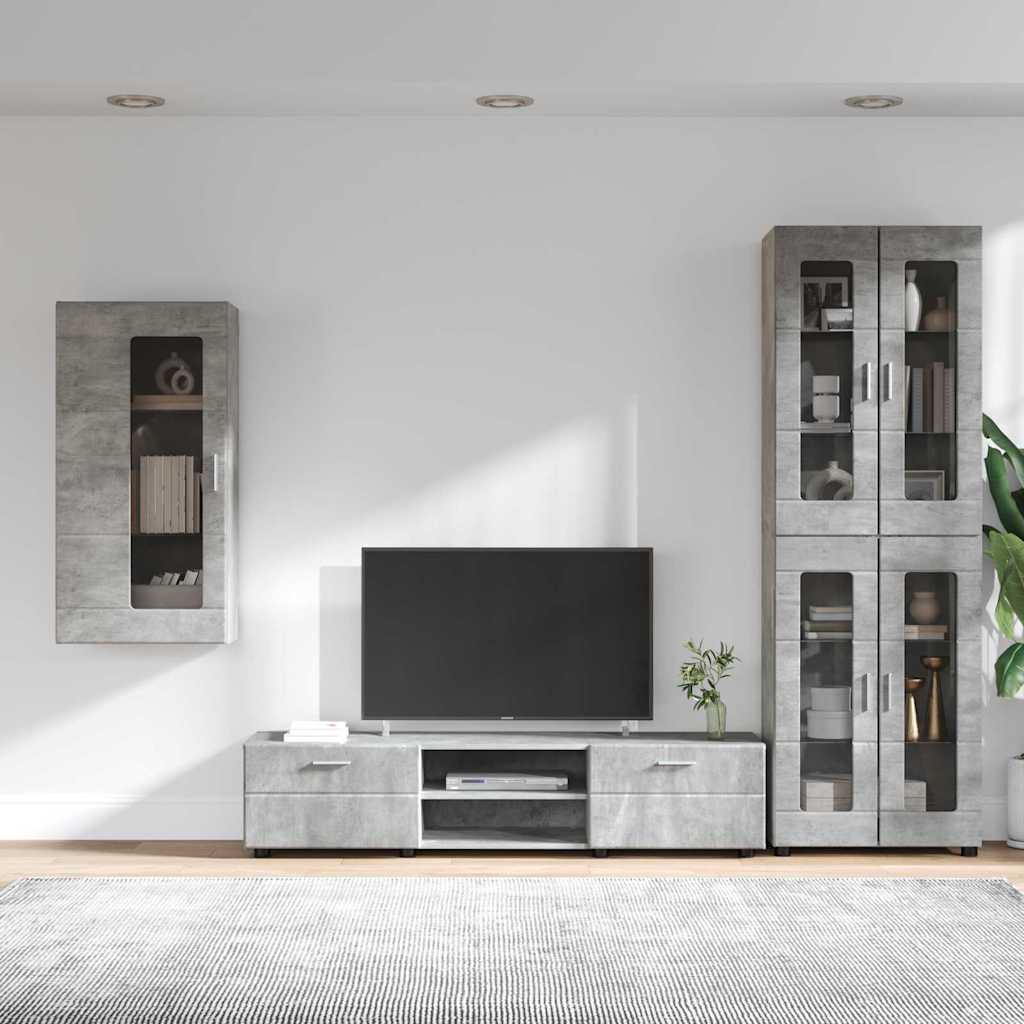 Set TV komoda FLORIN 3 pcs Betonski sivi Konstruirano drvo