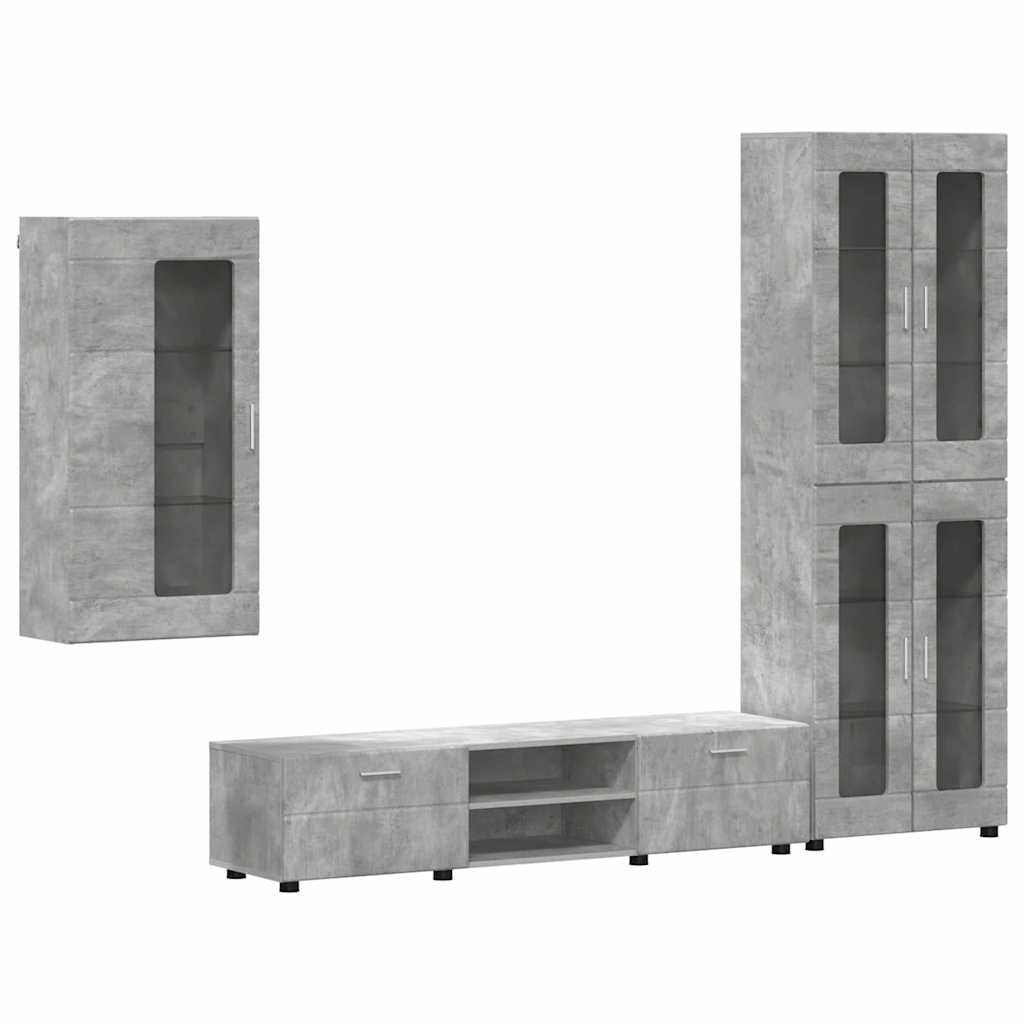 Set TV komoda FLORIN 3 pcs Betonski sivi Konstruirano drvo
