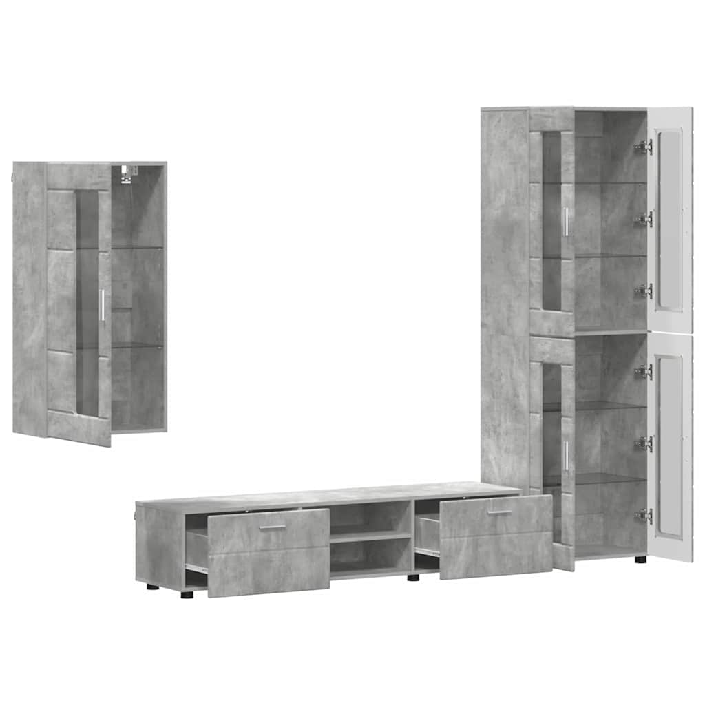 Set TV komoda FLORIN 3 pcs Betonski sivi Konstruirano drvo