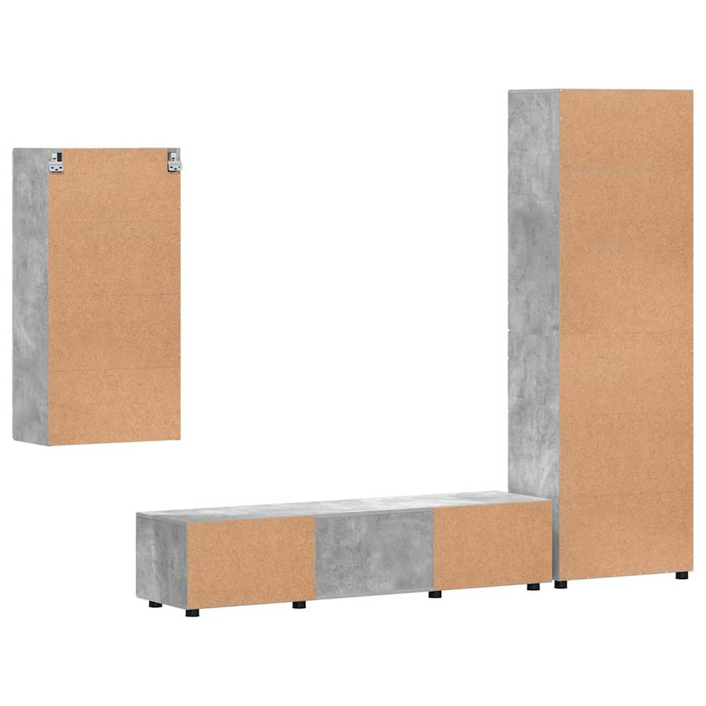 Set TV komoda FLORIN 3 pcs Betonski sivi Konstruirano drvo