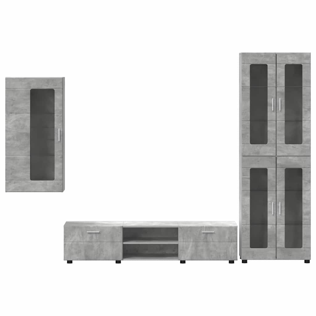 Set TV komoda FLORIN 3 pcs Betonski sivi Konstruirano drvo