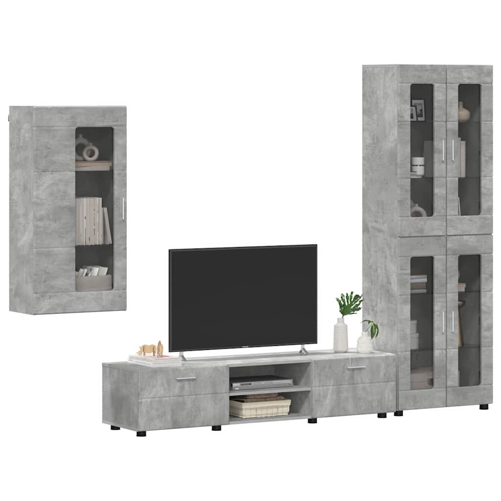 Set TV komoda FLORIN 3 pcs Betonski sivi Konstruirano drvo