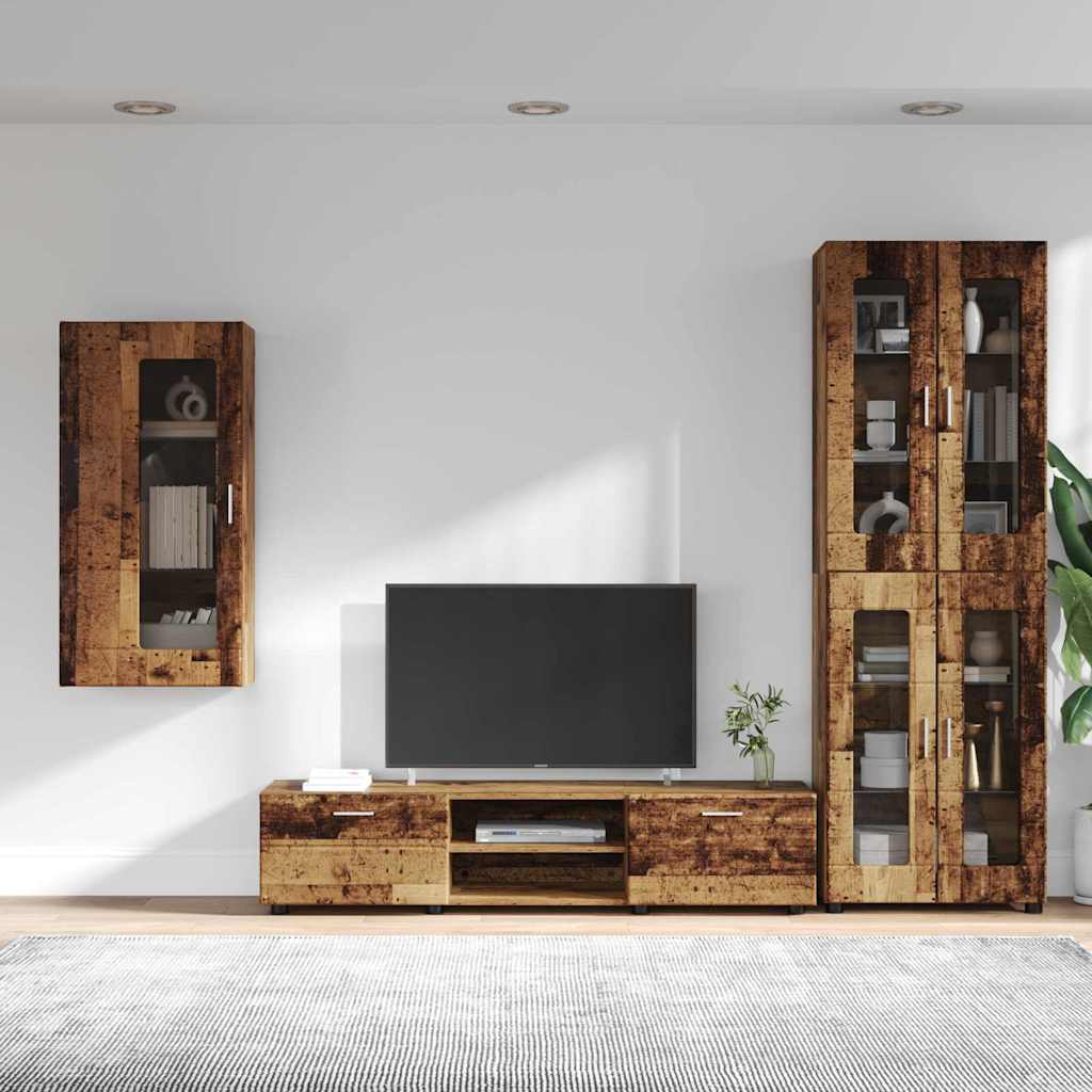 Set TV komoda Zidne FLORIN 3 pcs Staro drvo Konstruirano drvo