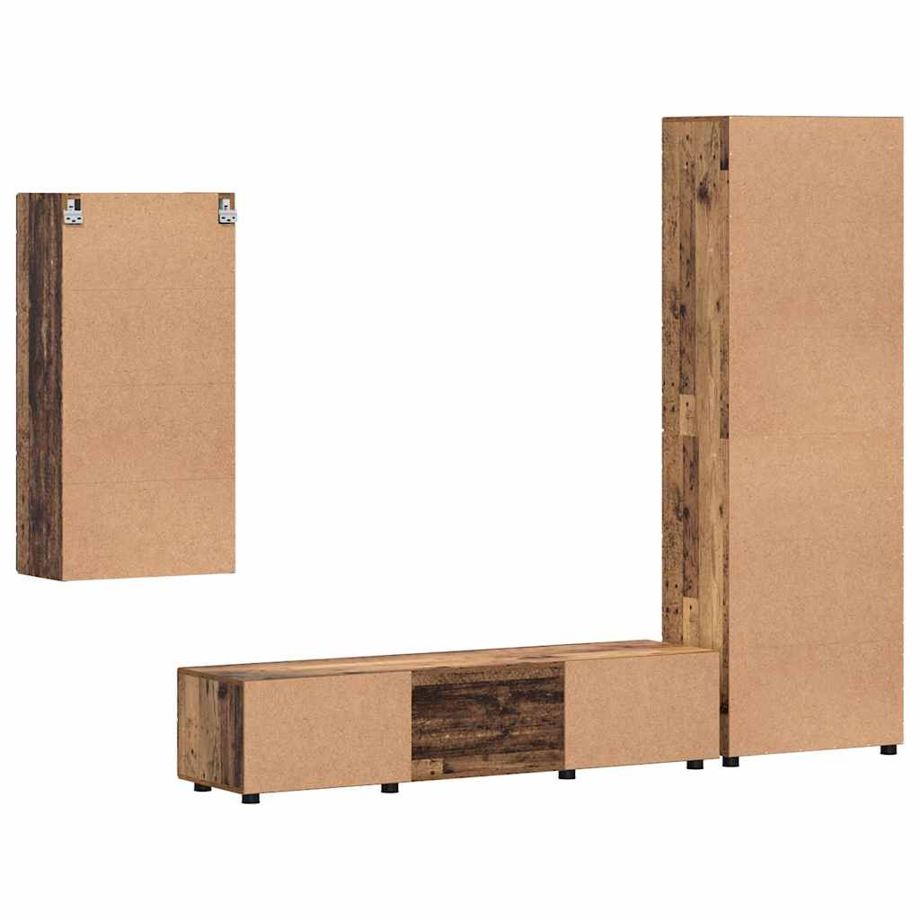 Set TV komoda Zidne FLORIN 3 pcs Staro drvo Konstruirano drvo