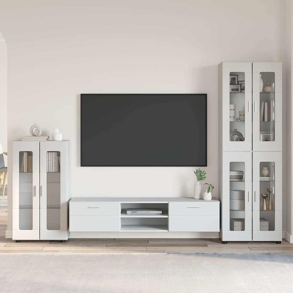 Set TV komoda s ladicama FLORIN 3 pcs Bijelo Konstruirano drvo