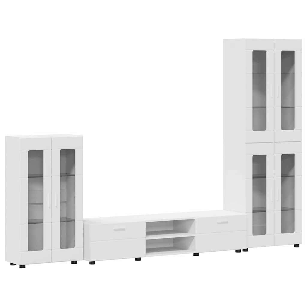 Set TV komoda s ladicama FLORIN 3 pcs Bijelo Konstruirano drvo