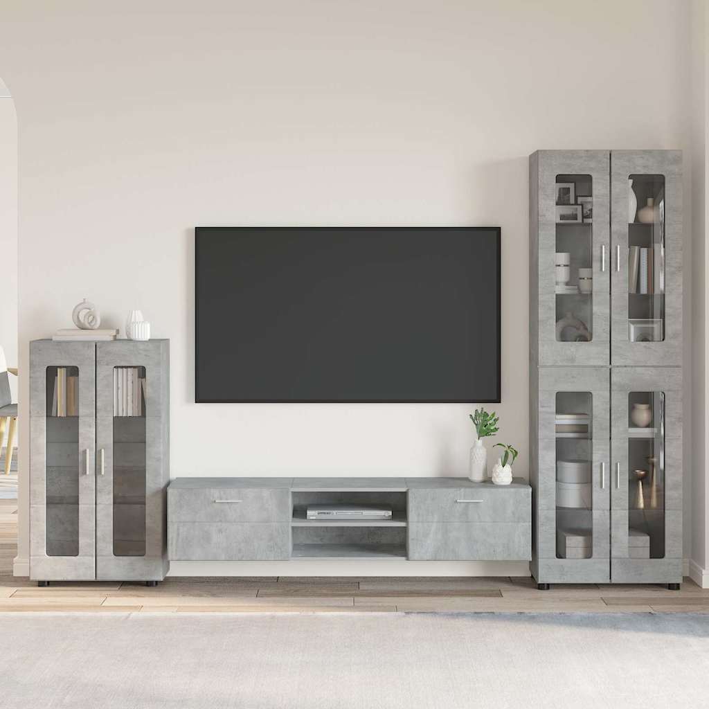 Set TV komoda FLORIN 3 pcs Betonski sivi Konstruirano drvo