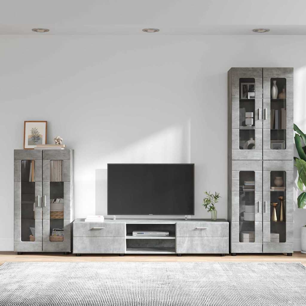 Set TV komoda FLORIN 3 pcs Betonski sivi Konstruirano drvo