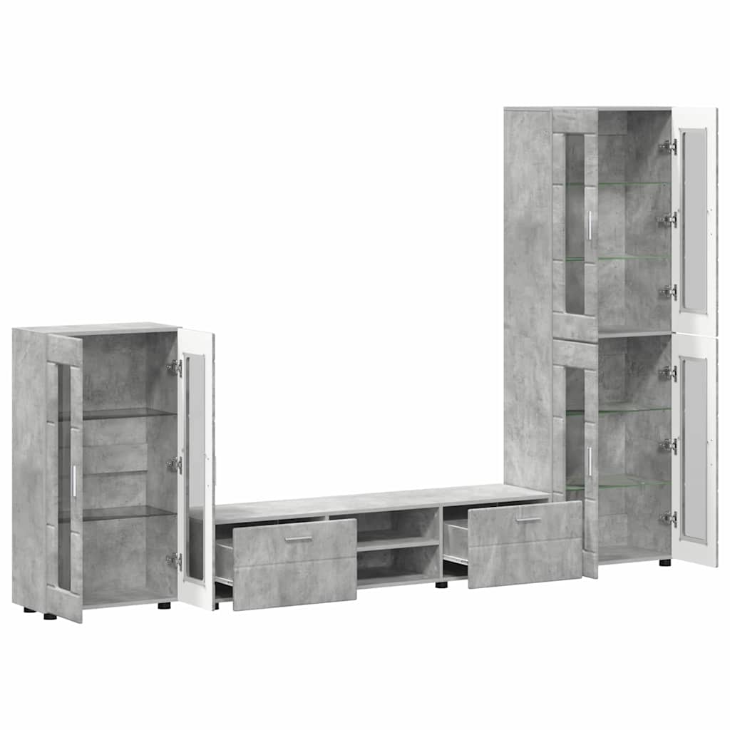 Set TV komoda FLORIN 3 pcs Betonski sivi Konstruirano drvo