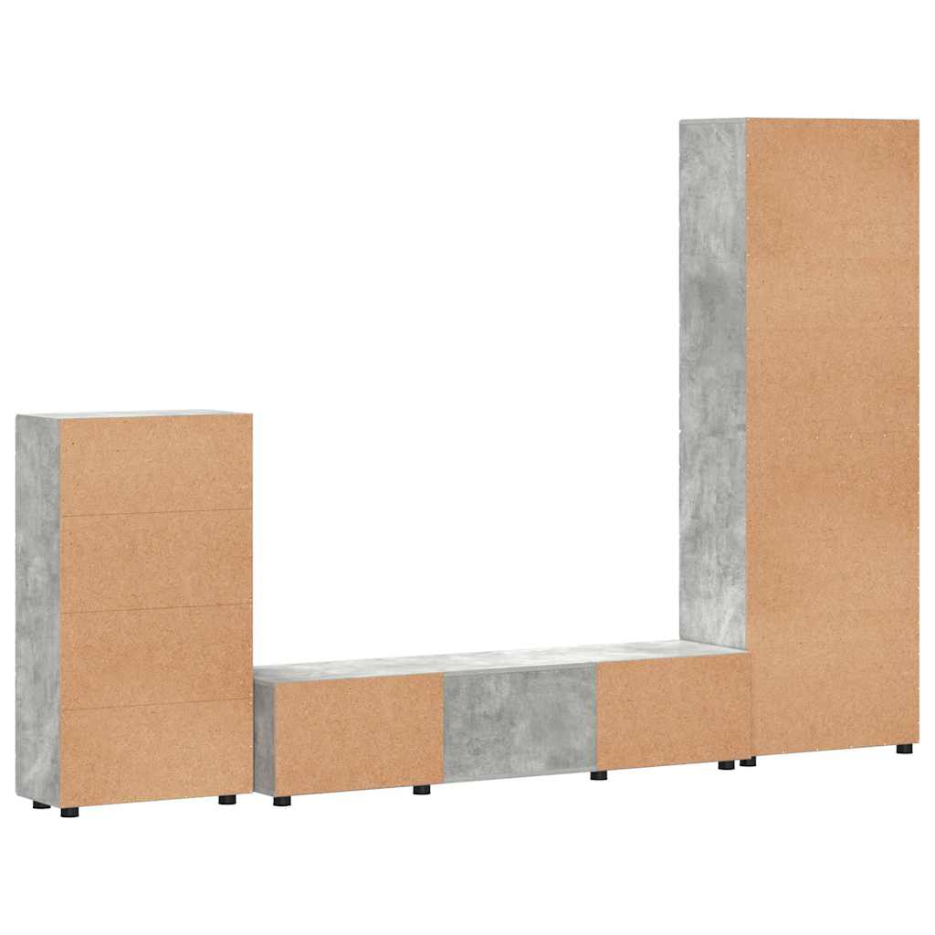 Set TV komoda FLORIN 3 pcs Betonski sivi Konstruirano drvo
