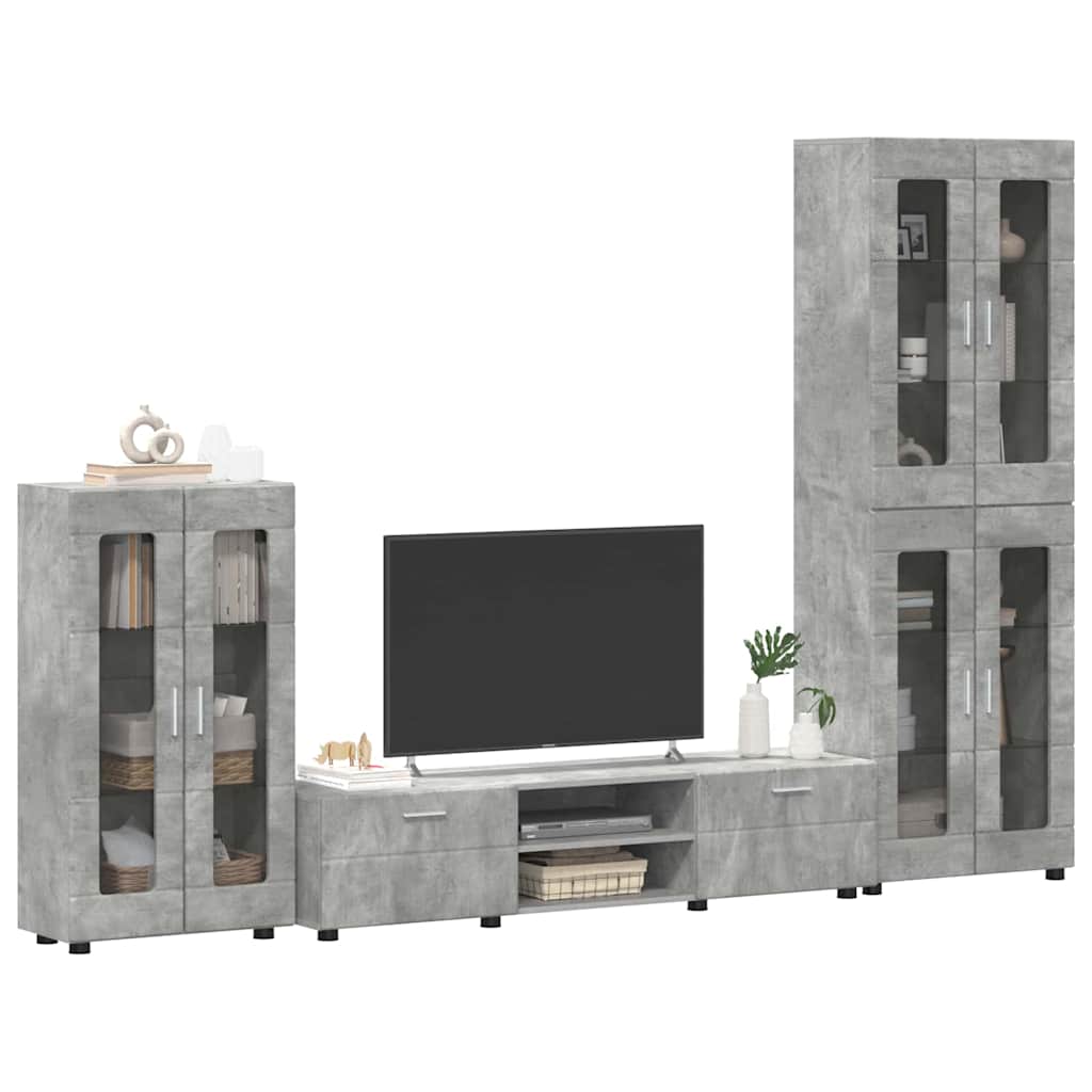 Set TV komoda FLORIN 3 pcs Betonski sivi Konstruirano drvo