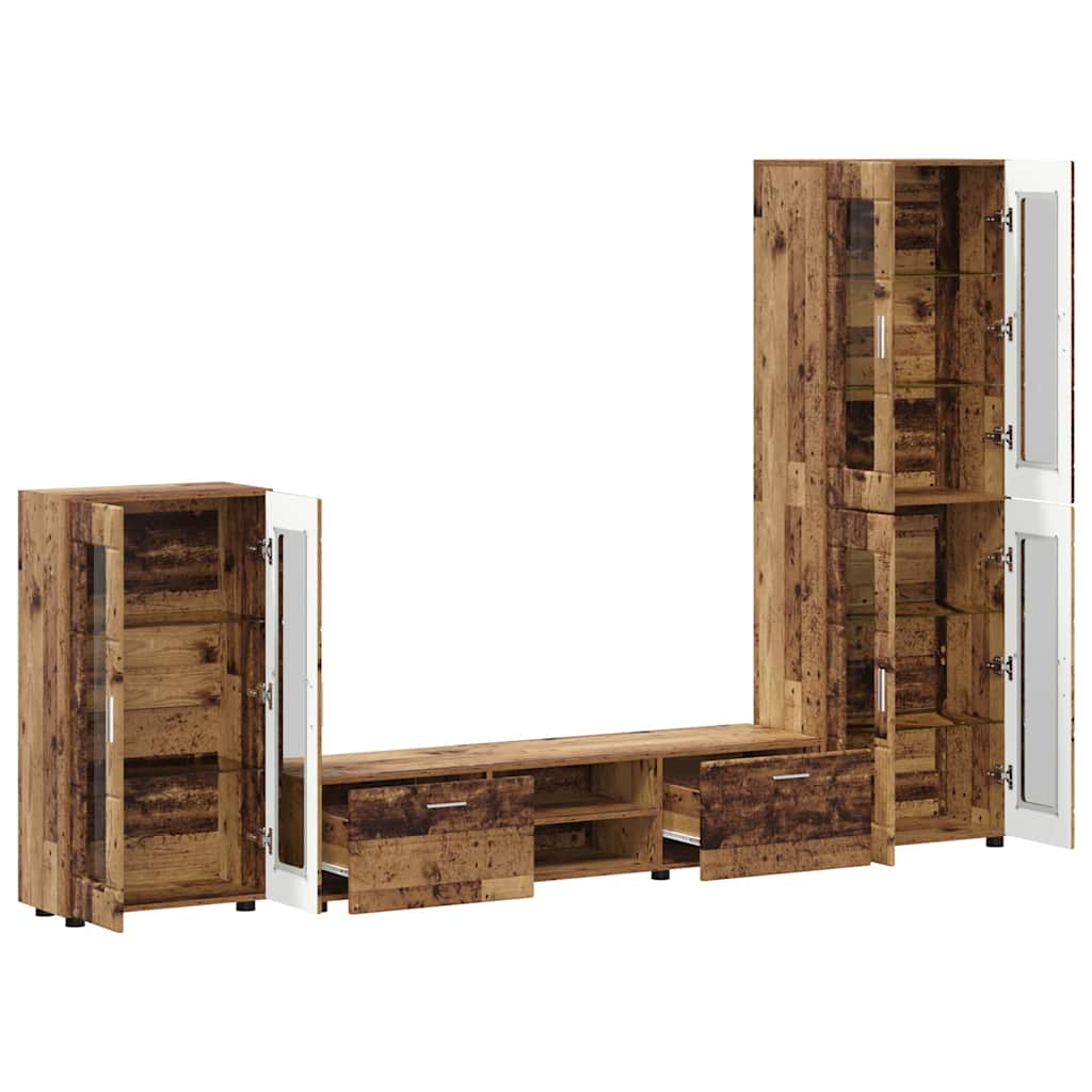 Set TV komoda FLORIN 3 pcs Staro drvo Konstruirano drvo