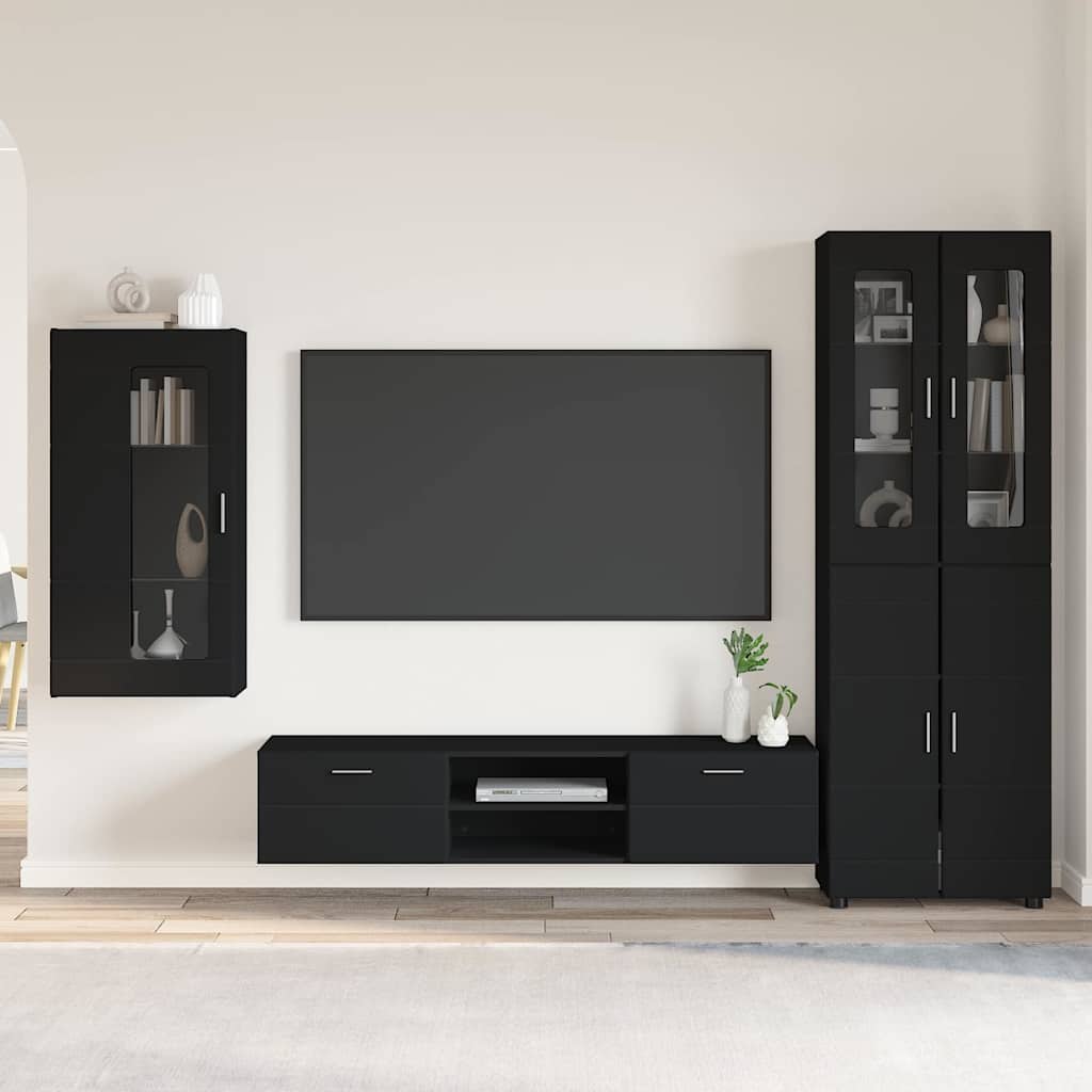 Set TV komoda FLORIN 3 kom. Crna Konstruirano drvo
