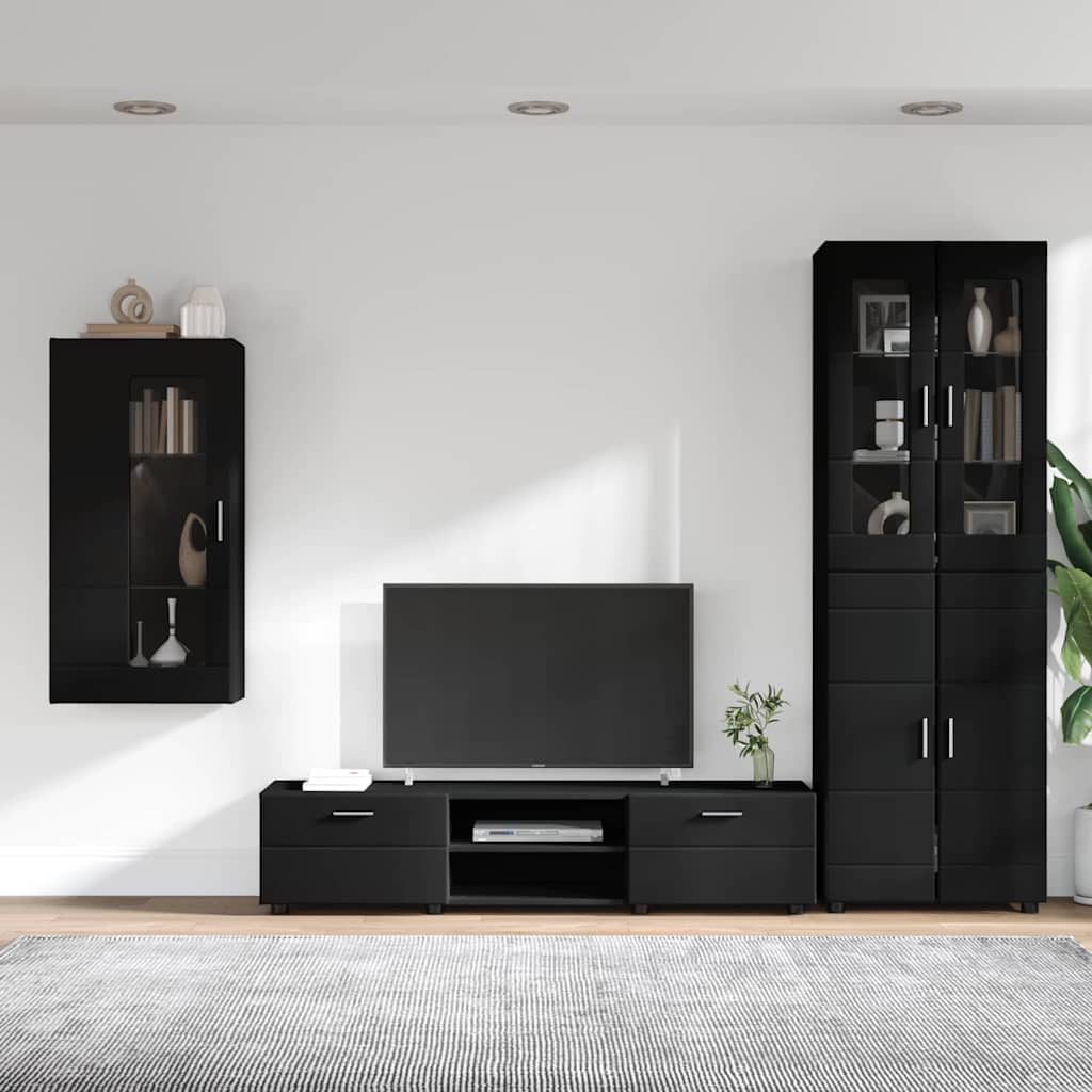 Set TV komoda FLORIN 3 kom. Crna Konstruirano drvo