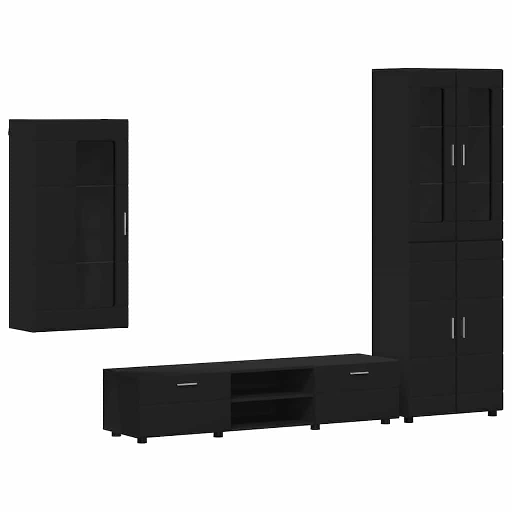Set TV komoda FLORIN 3 kom. Crna Konstruirano drvo