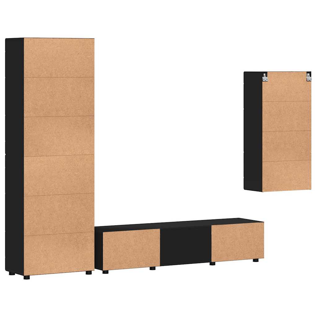 Set TV komoda FLORIN 3 kom. Crna Konstruirano drvo