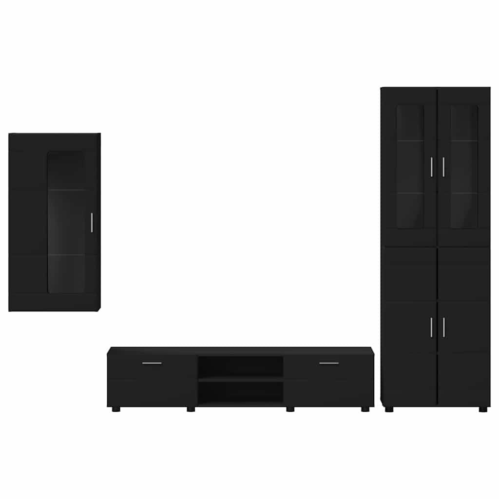 Set TV komoda FLORIN 3 kom. Crna Konstruirano drvo