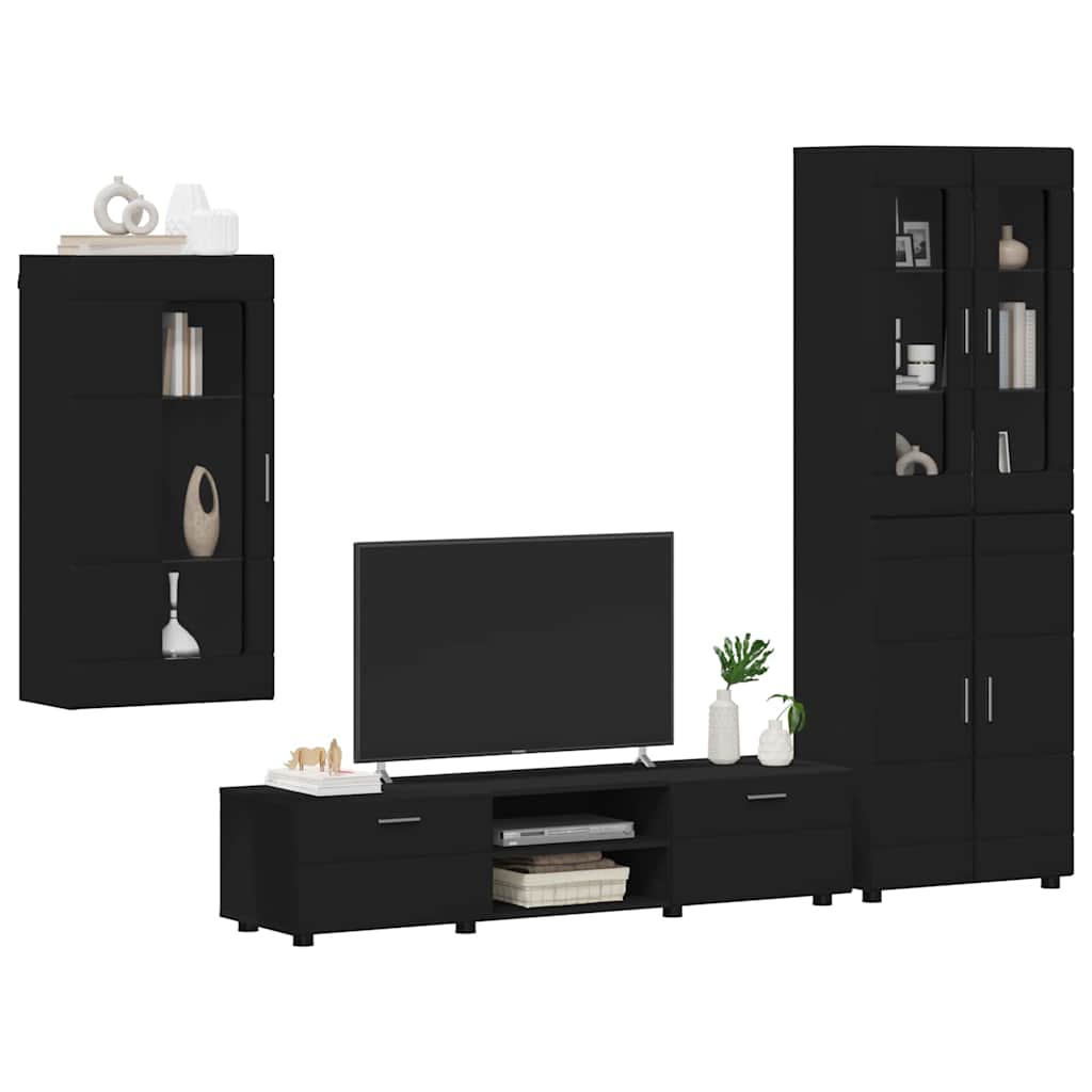 Set TV komoda FLORIN 3 kom. Crna Konstruirano drvo