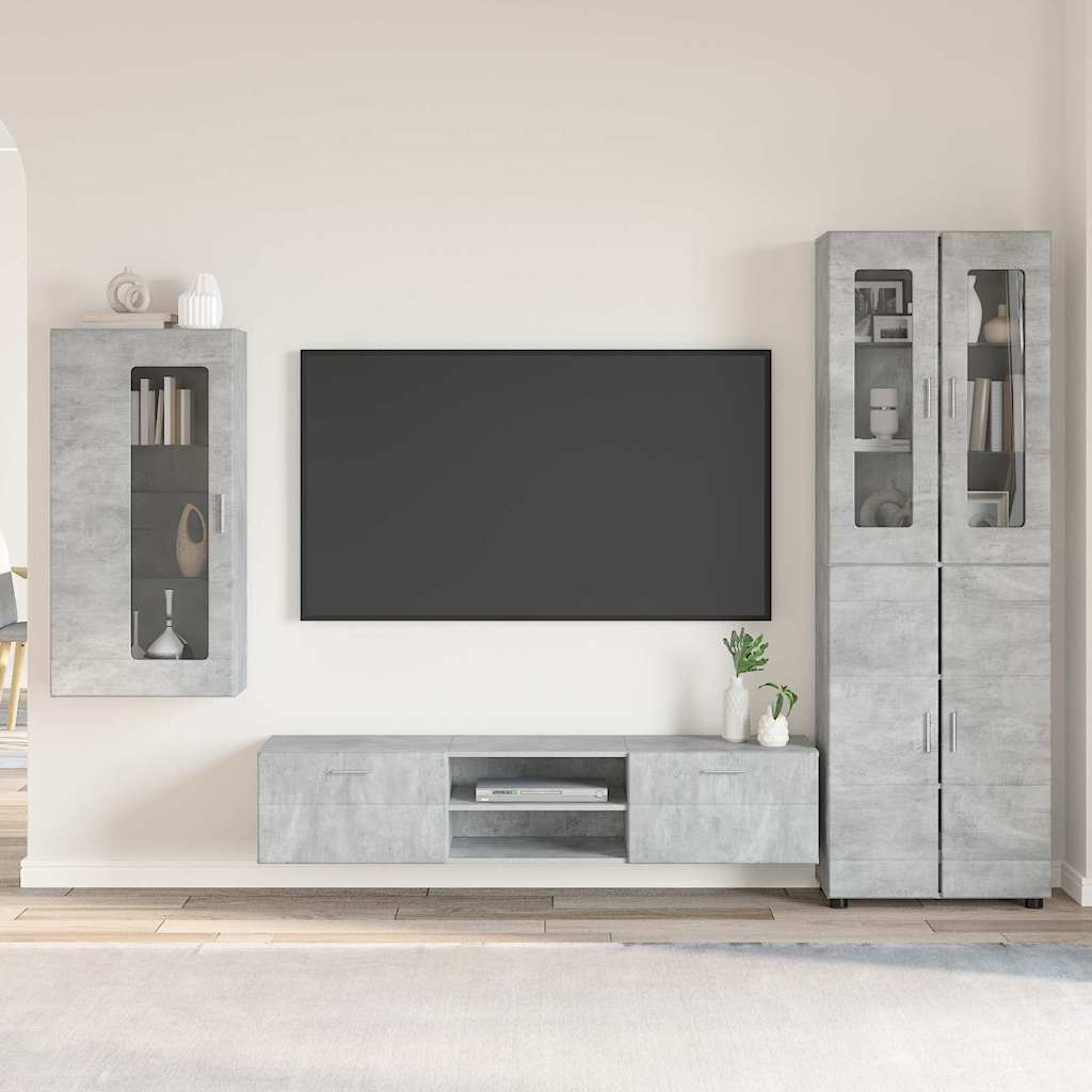 Set TV komoda FLORIN 3 pcs Betonski sivi Konstruirano drvo