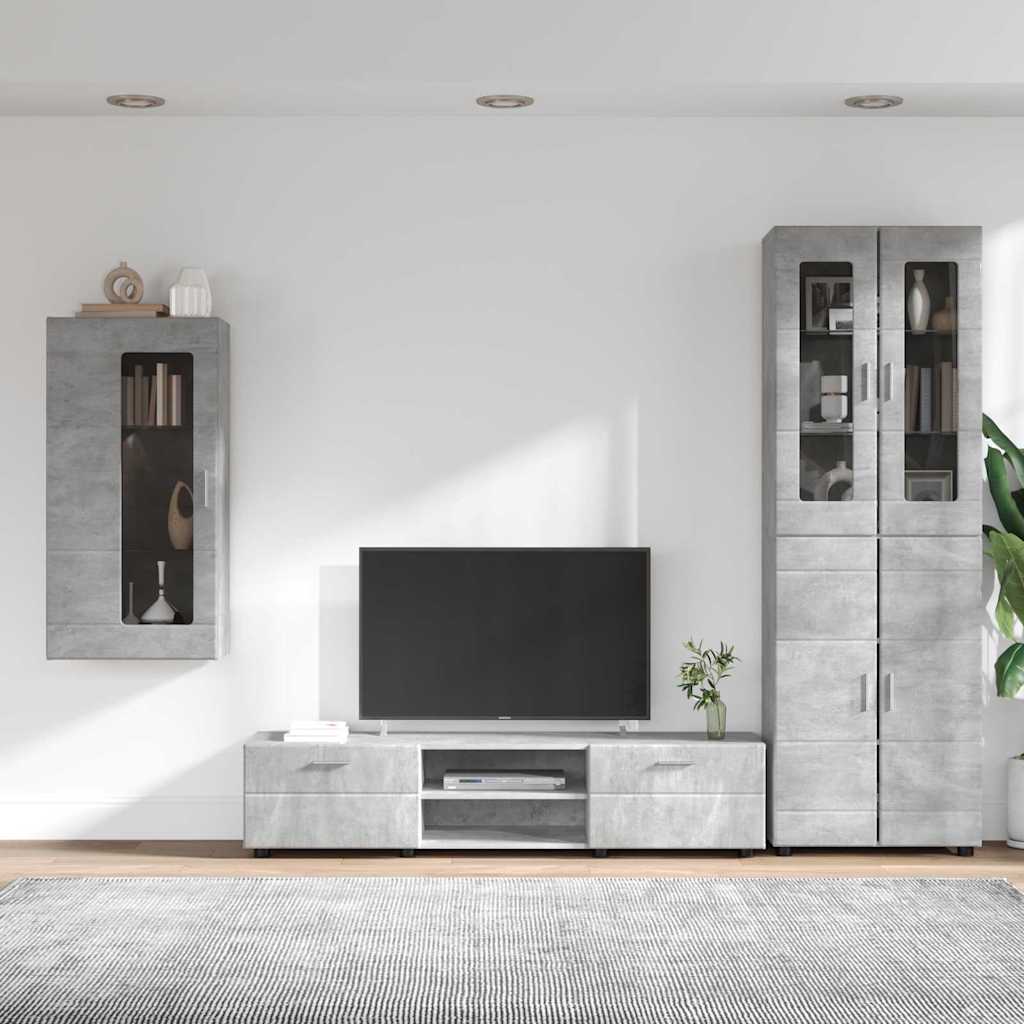 Set TV komoda FLORIN 3 pcs Betonski sivi Konstruirano drvo