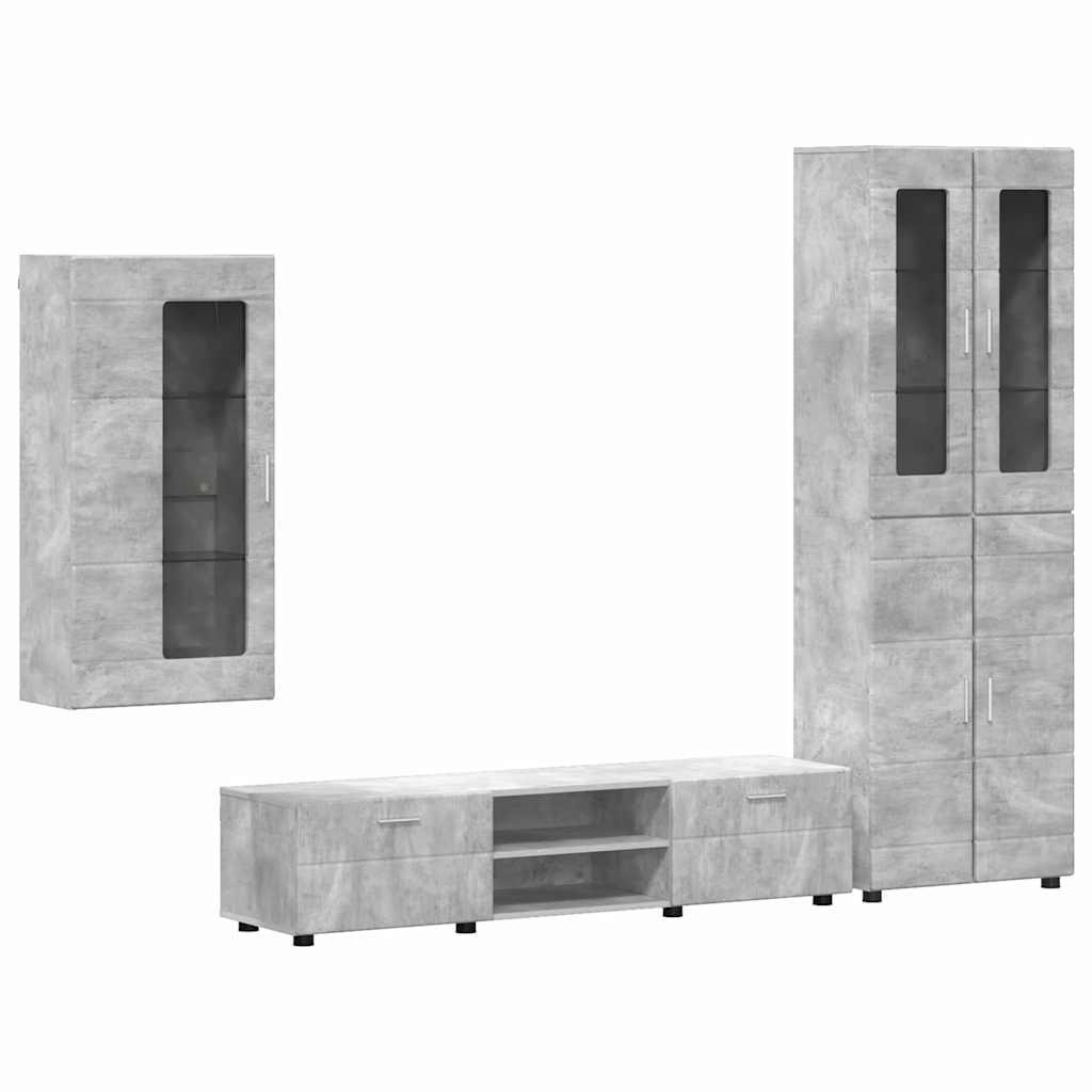Set TV komoda FLORIN 3 pcs Betonski sivi Konstruirano drvo