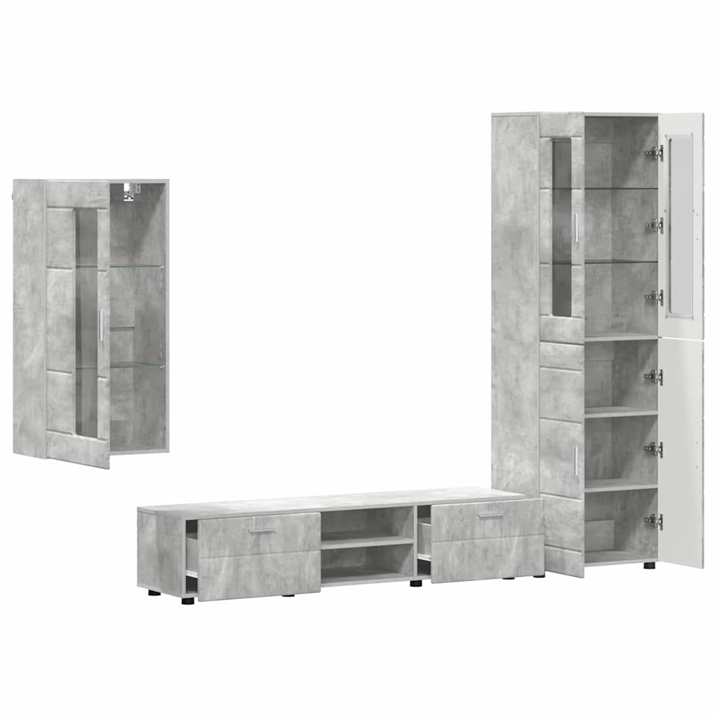 Set TV komoda FLORIN 3 pcs Betonski sivi Konstruirano drvo