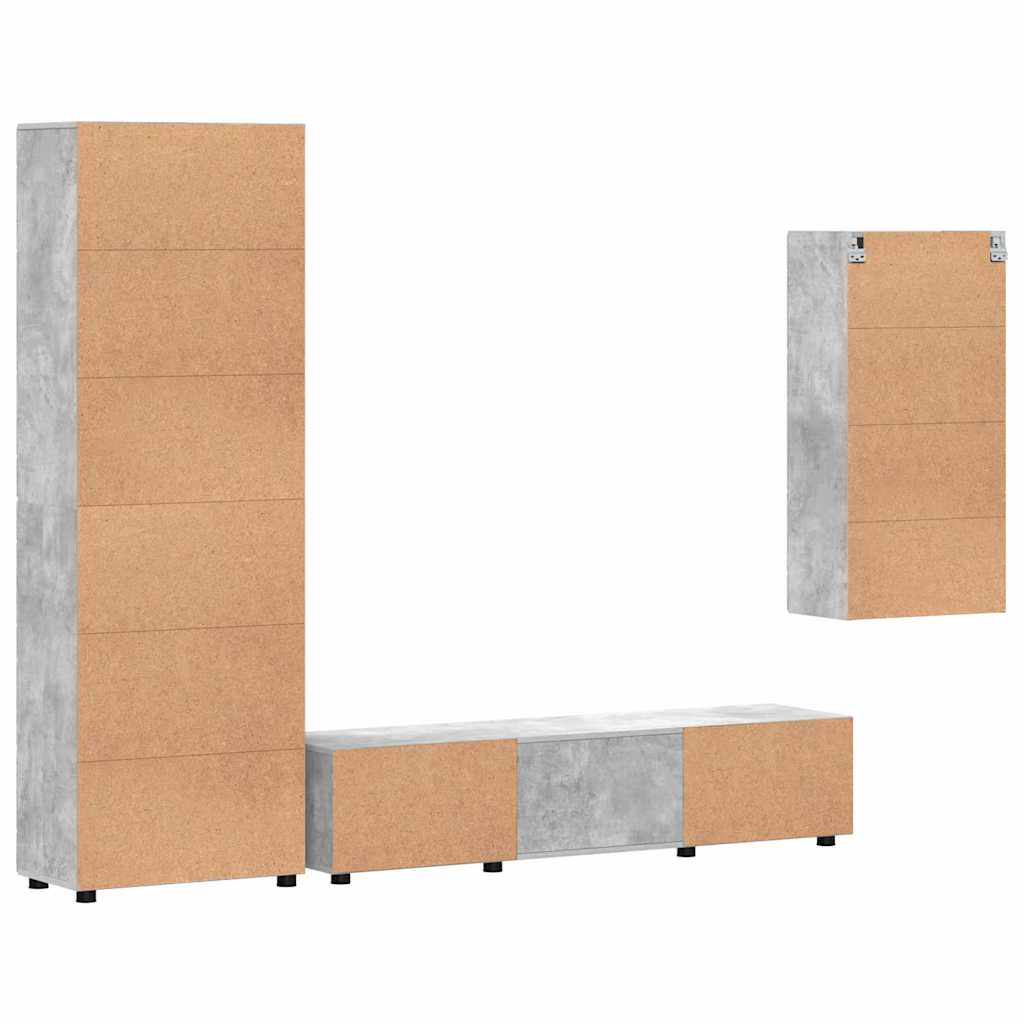 Set TV komoda FLORIN 3 pcs Betonski sivi Konstruirano drvo