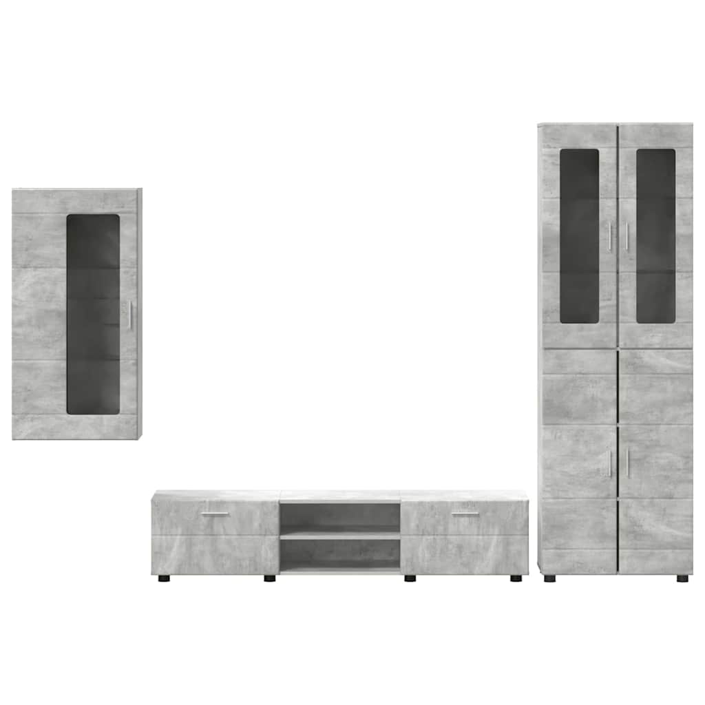 Set TV komoda FLORIN 3 pcs Betonski sivi Konstruirano drvo