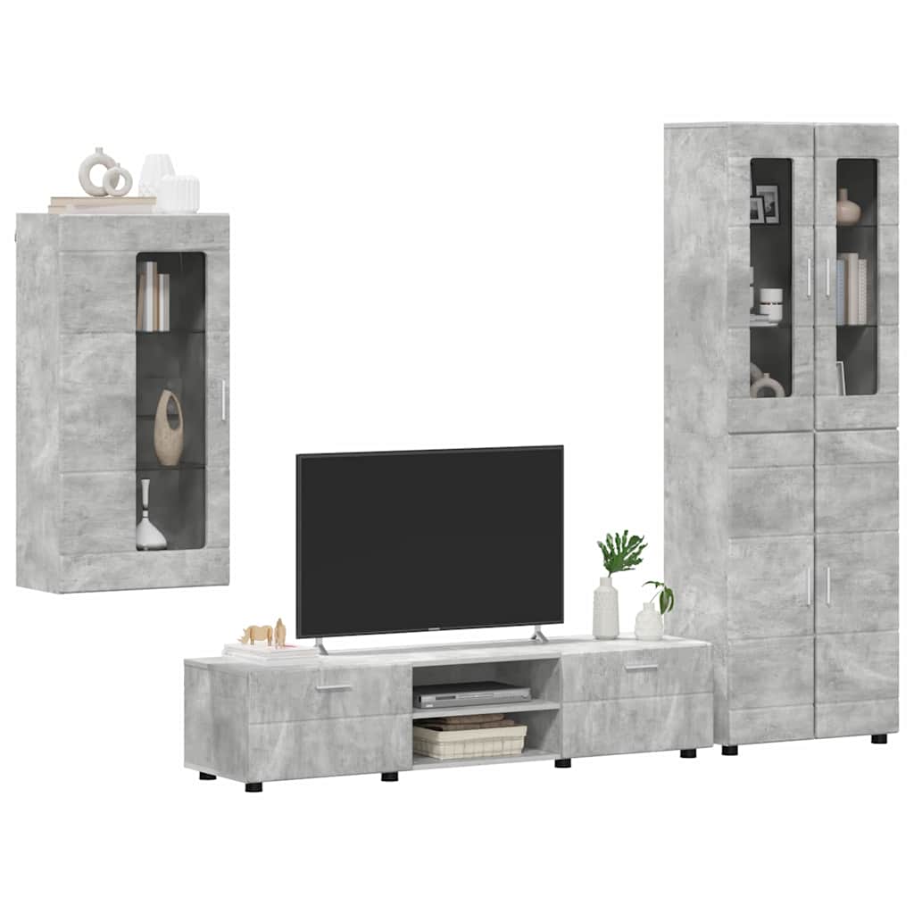 Set TV komoda FLORIN 3 pcs Betonski sivi Konstruirano drvo