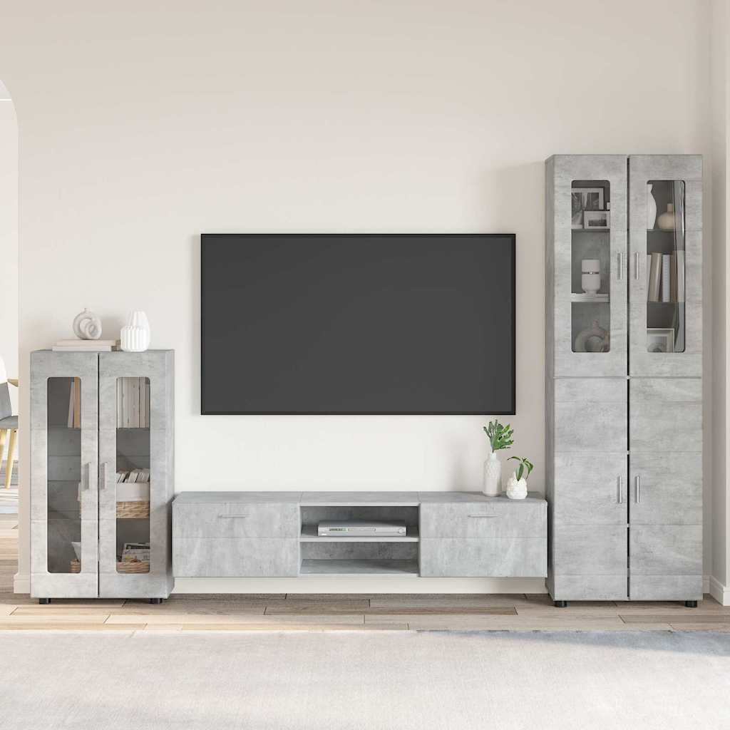 Set TV komoda FLORIN 3 pcs Betonski sivi Konstruirano drvo