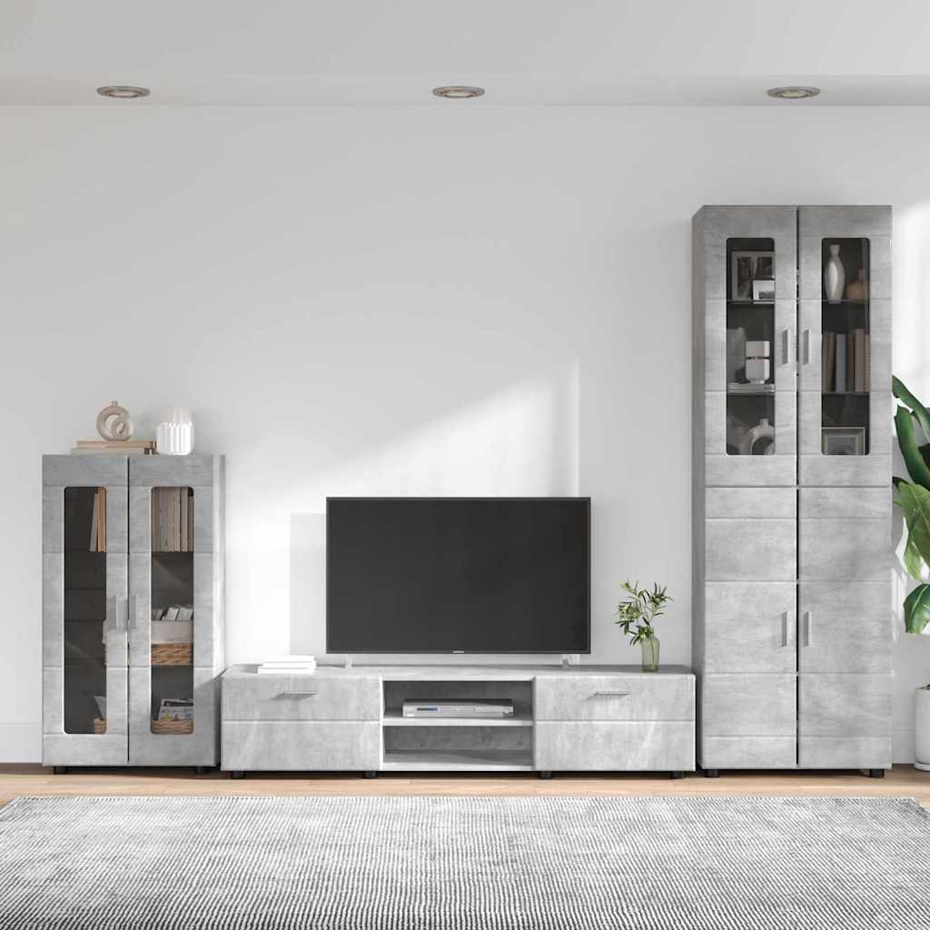 Set TV komoda FLORIN 3 pcs Betonski sivi Konstruirano drvo