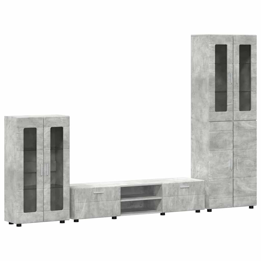 Set TV komoda FLORIN 3 pcs Betonski sivi Konstruirano drvo