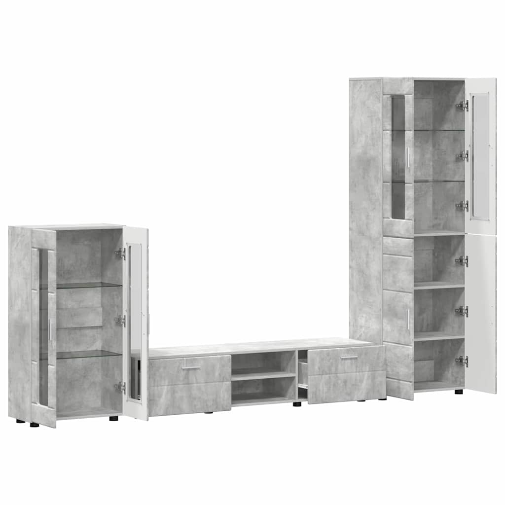 Set TV komoda FLORIN 3 pcs Betonski sivi Konstruirano drvo