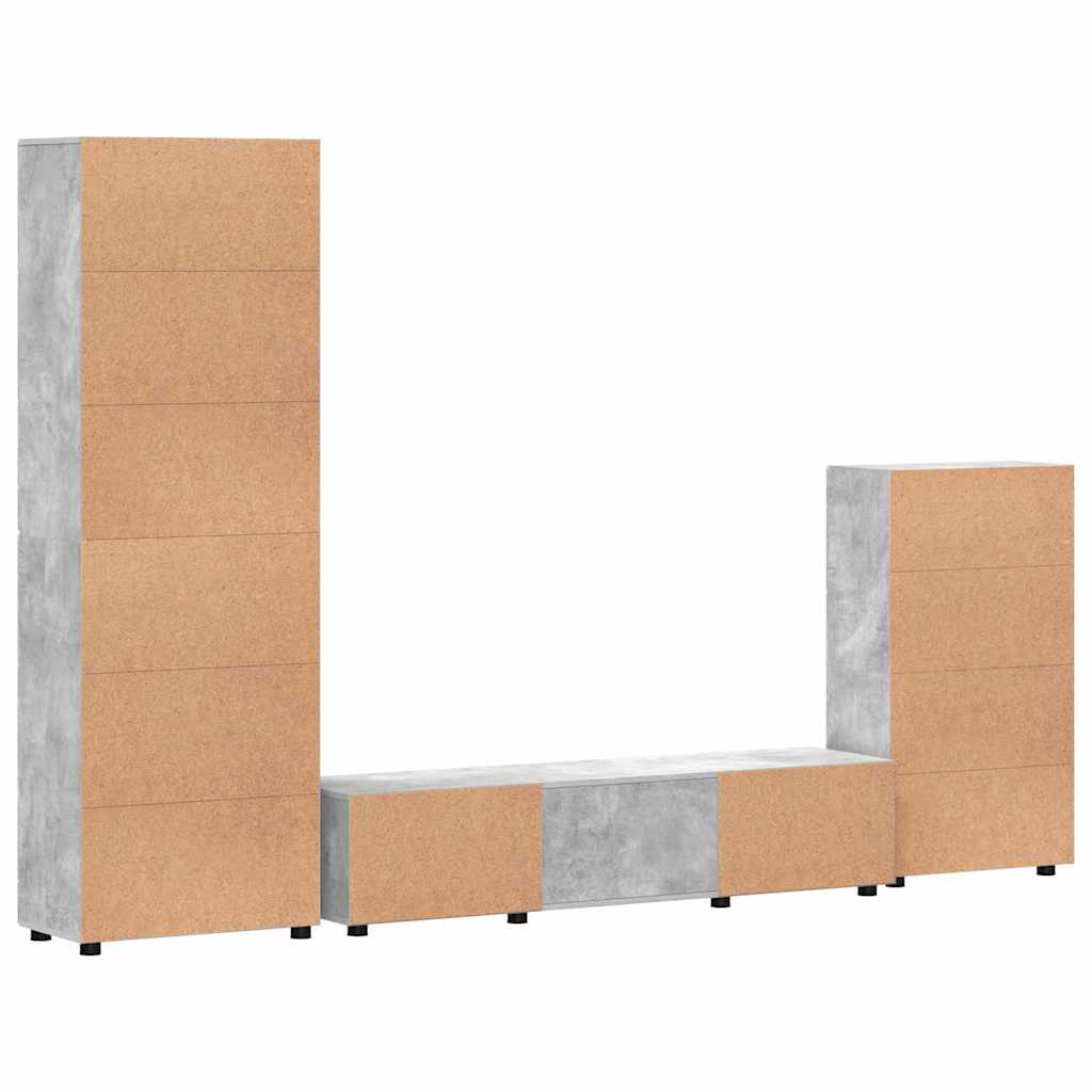 Set TV komoda FLORIN 3 pcs Betonski sivi Konstruirano drvo