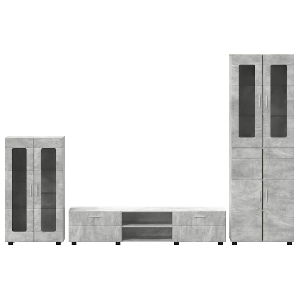Set TV komoda FLORIN 3 pcs Betonski sivi Konstruirano drvo